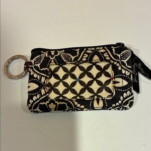 Vera Bradley Black and Cream Floral Coin Purse